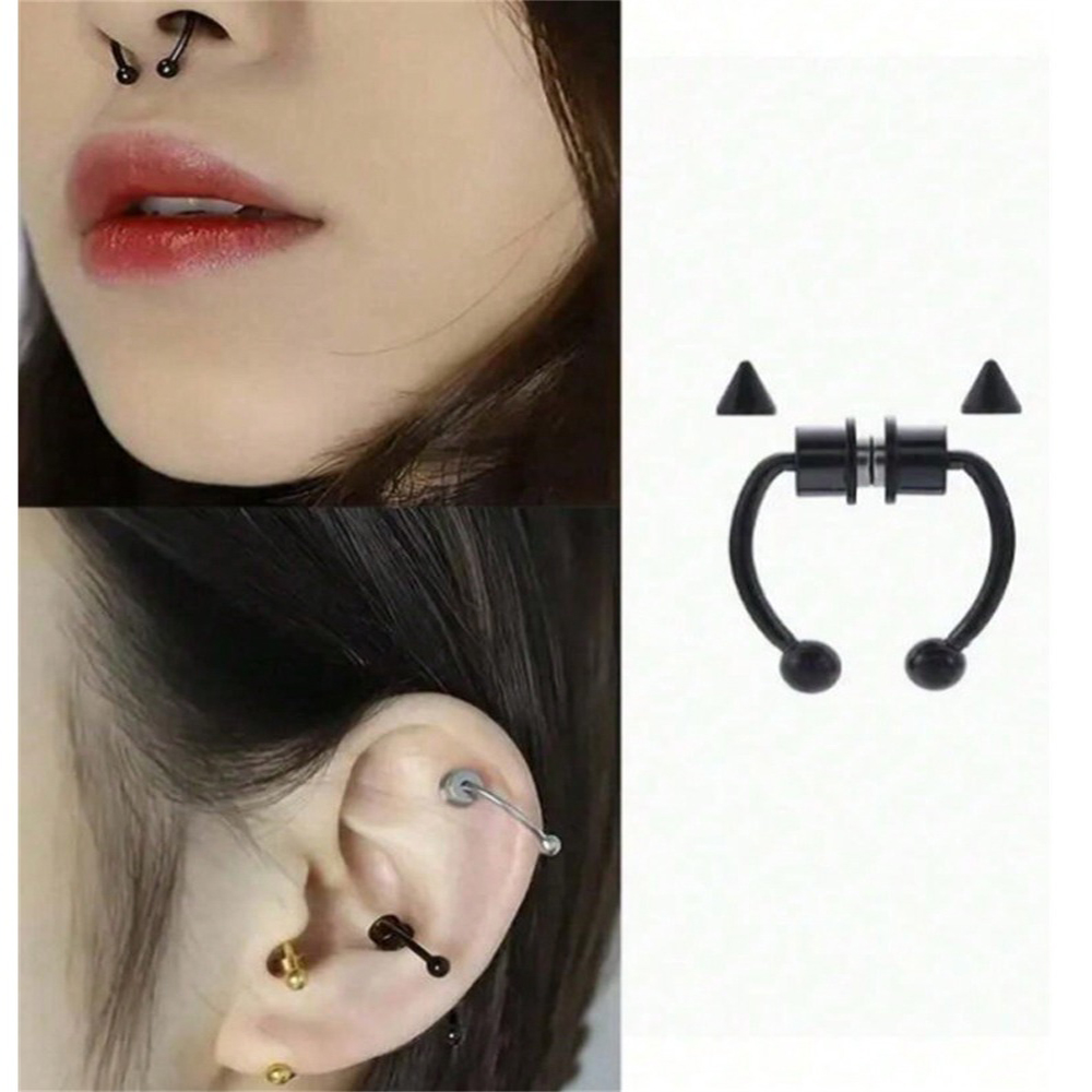 Anello da naso magnetico con piercing falso, setto, clip da naso non penetrante, cerchio per anca rock, gioielli per il corpo punk in acciaio inossidabile