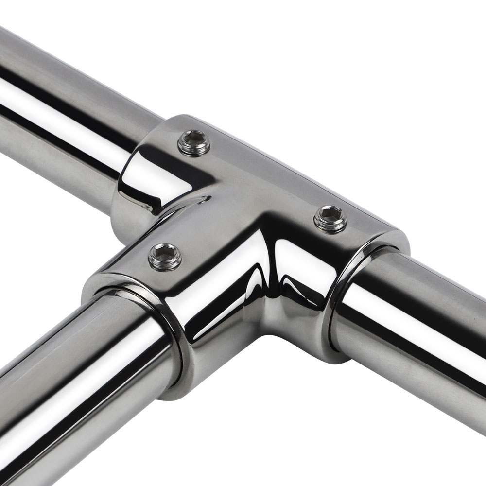 Stainless Steel 316 Marine Boat 3 Way Handrail Fitting 90° Deck Hand Rail Tee Joint Connector for 22mm/25mm/32mm Tube/Pipe