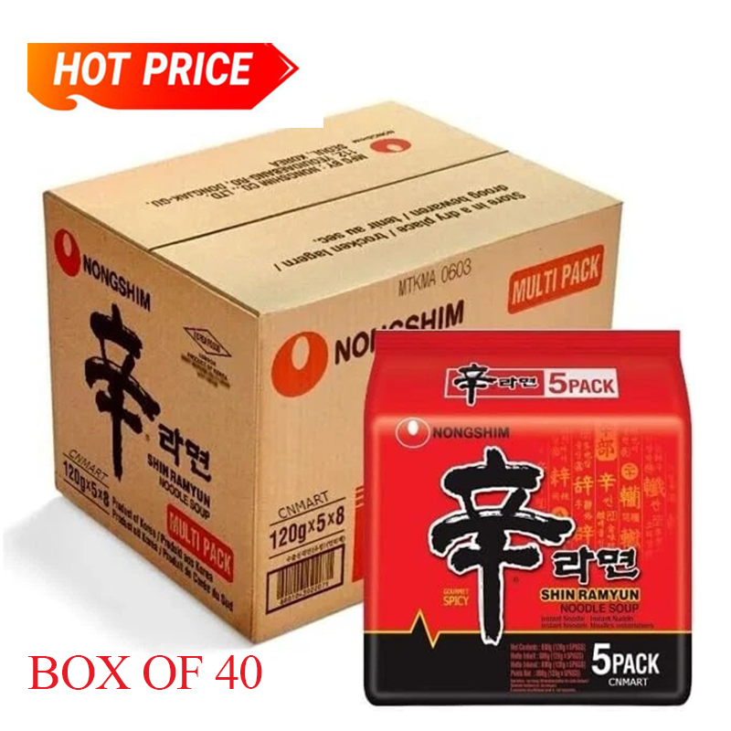 NongShim, Shin Ramyun Instant Ramen Noodle , Gourmet Spicy (Pack of 40)