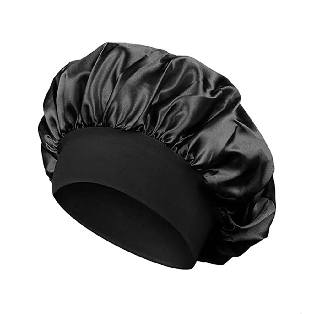 Recém cetim noite touca de cabelo feminino sólido chapéu de dormir cuidados com o sono gorro de noite para mulher unisex boné
