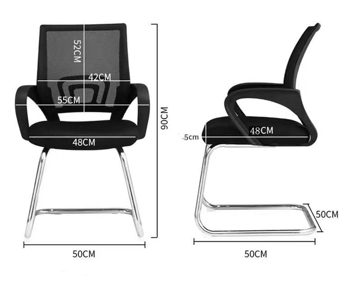 Silla de Oficina con Soporte Lumbar  Escritorio Sillon sin Ruedas Despacho casa sillas metal  arqueado