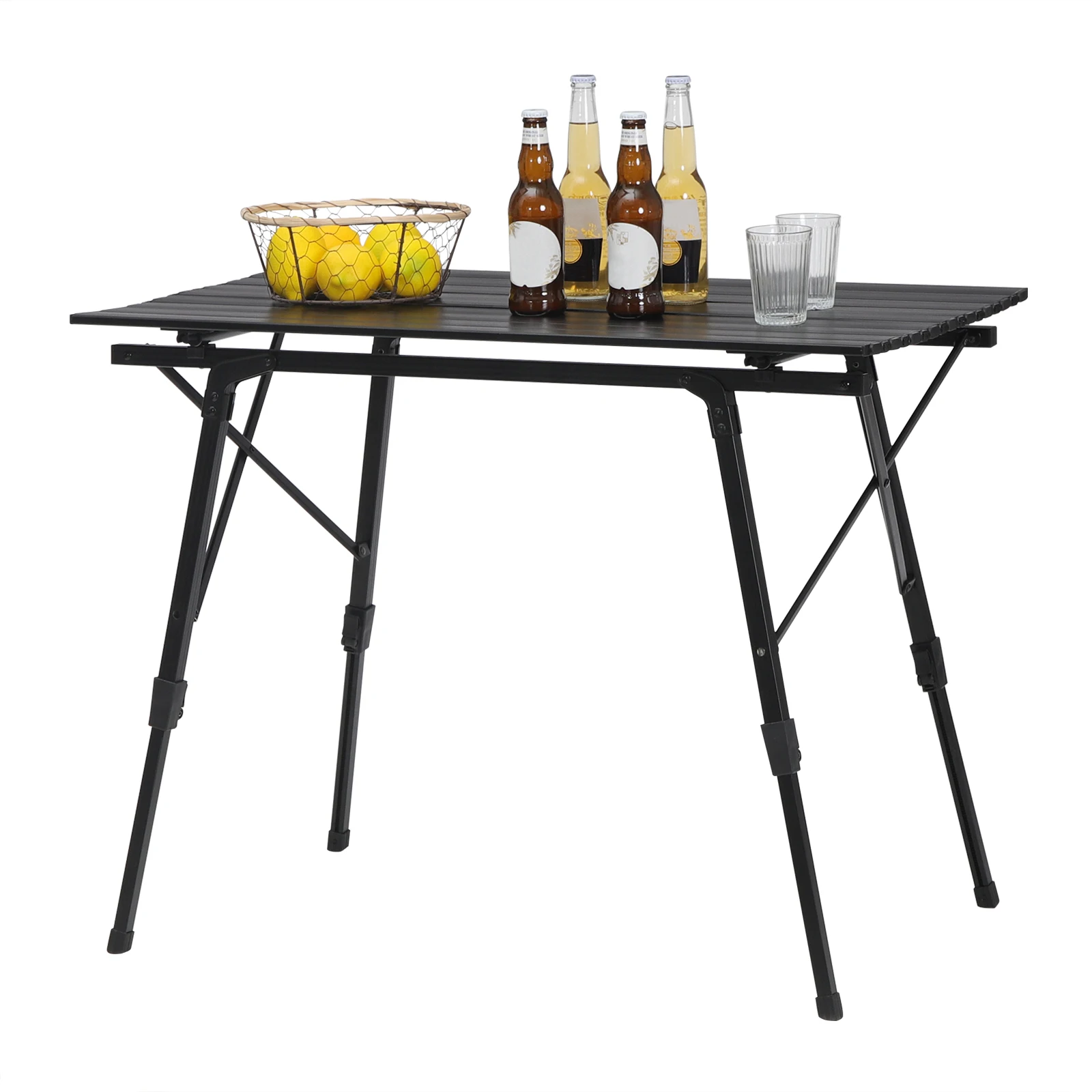 Tavolo da campeggio pieghevole in alluminio 90x52x(45-72) cm Tavolo da viaggio per balcone Tavolo regolabile in altezza per barbecue Picnic Giardino all'aperto