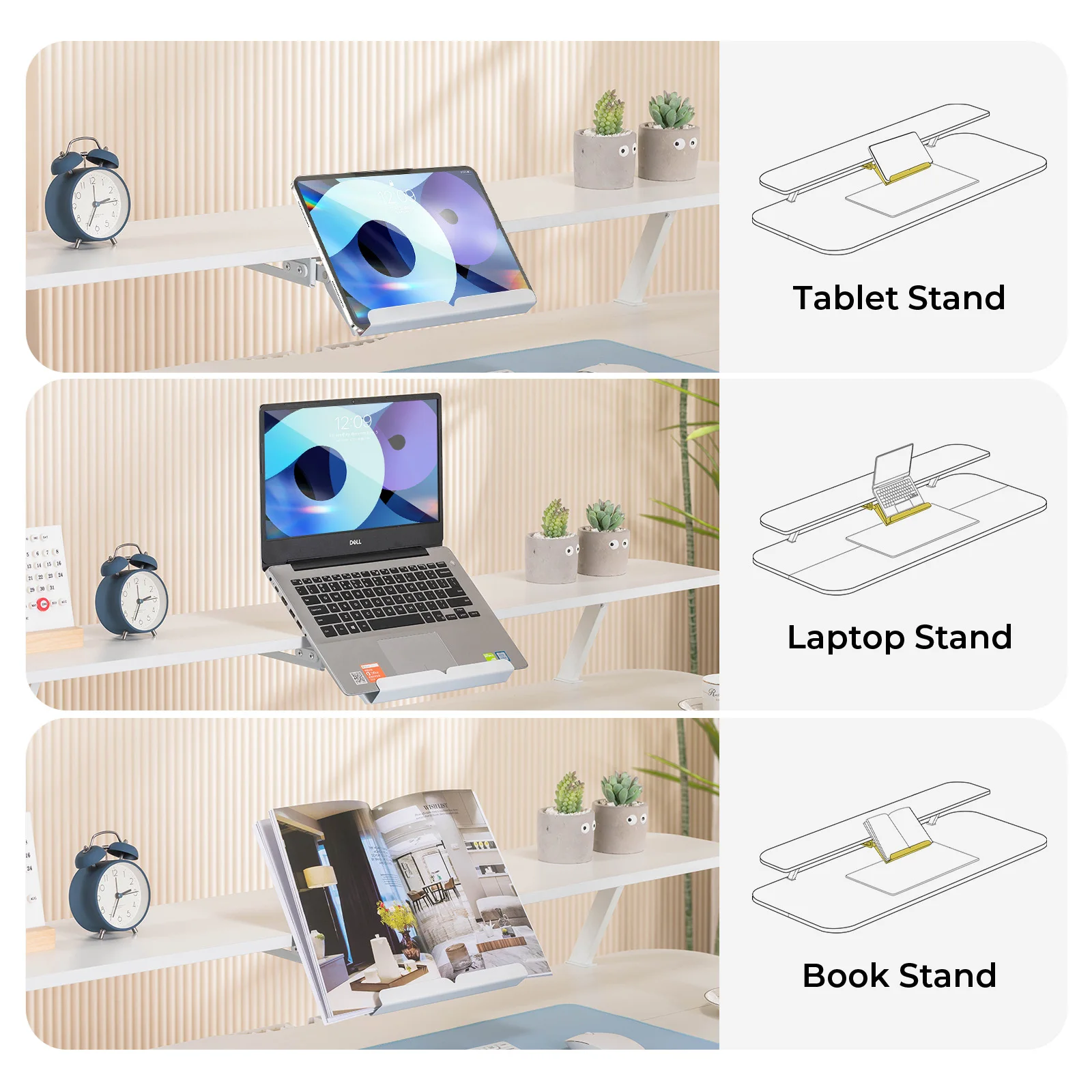 Scrivania elettrica regolabile in altezza COMHOMA con cassetti, supporto per monitor, supporto per tablet, con controllo di memoria a 3 altezze, bianco