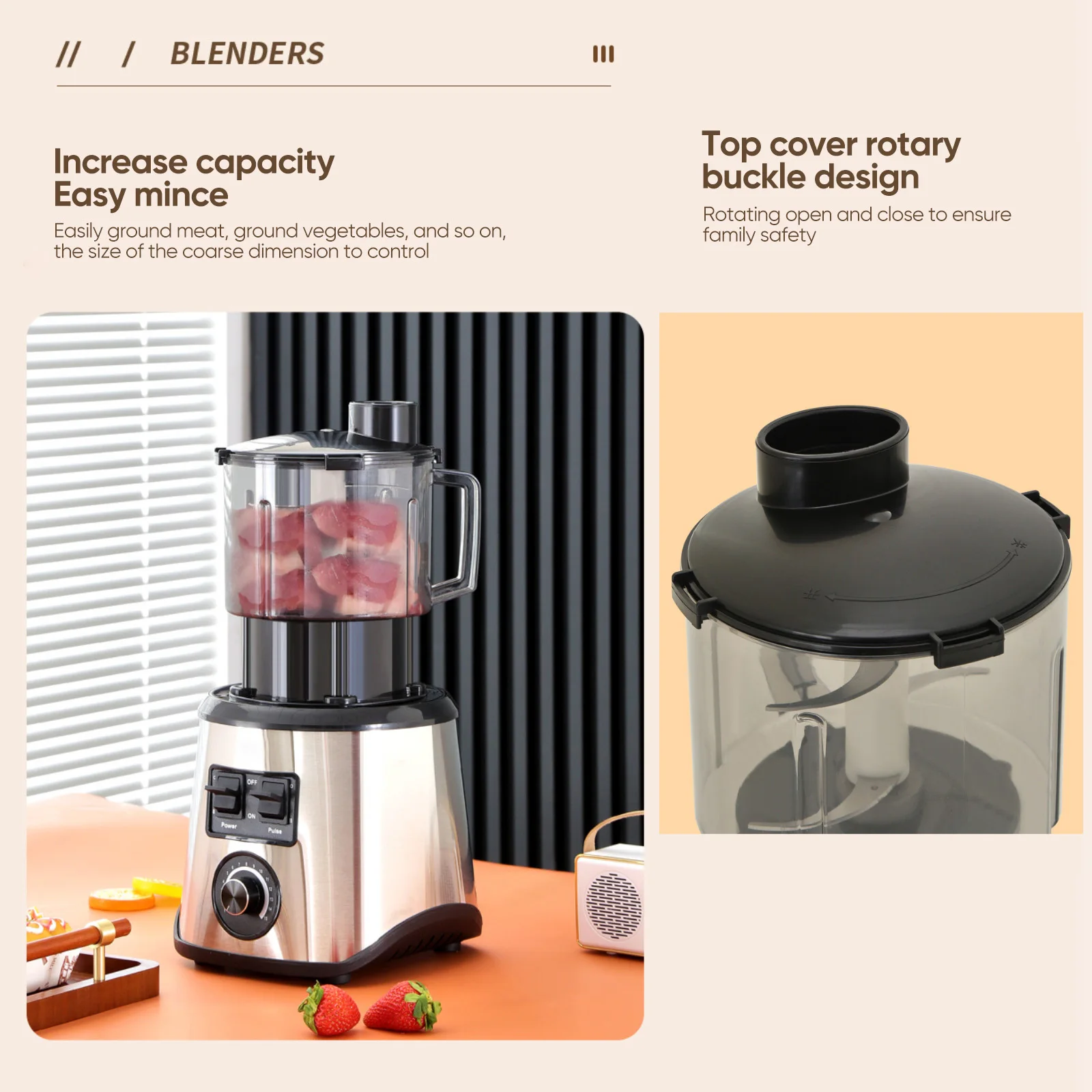 GECOFEER 3-in-1 leistungsstarker Mixer, Wandbrecher aus Edelstahl, multifunktionaler Koch-Entsafter, Eismixer, Smoothie-Maschine