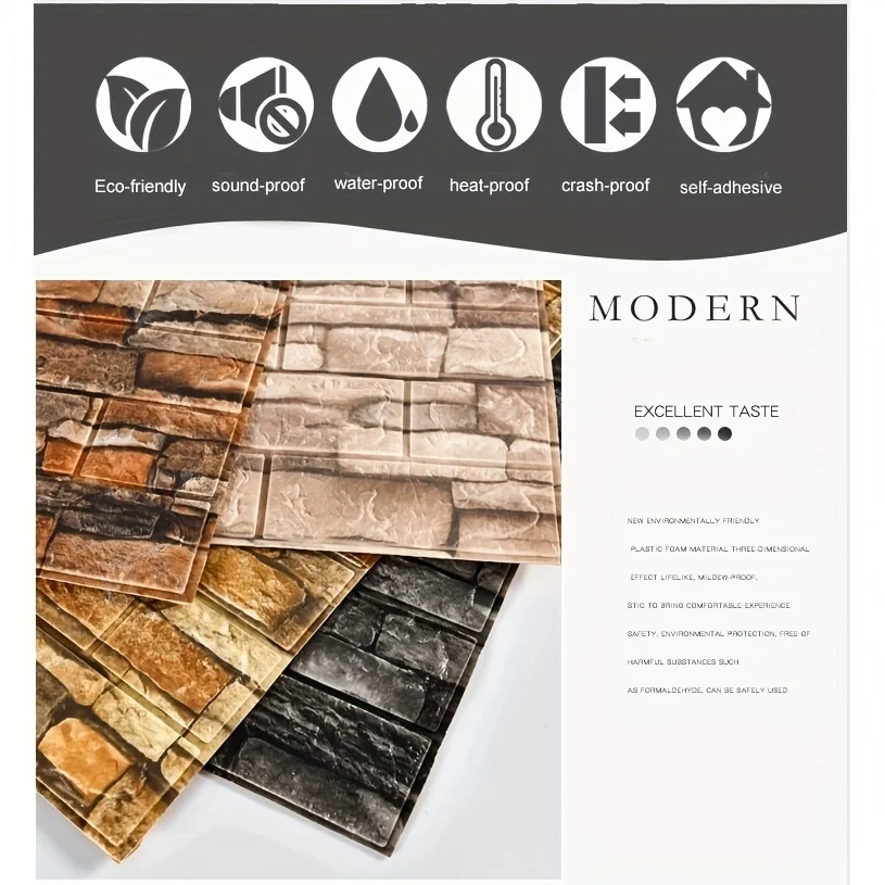 38.5 ซม.* 35 ซม.PVC 3D วอลล์เปเปอร์อิฐรูปแบบ Self-กาวแผงโฟมห้องนั่งเล่นตกแต่งบ้านสติ๊กเกอร์ติดผนังกันน้ํา