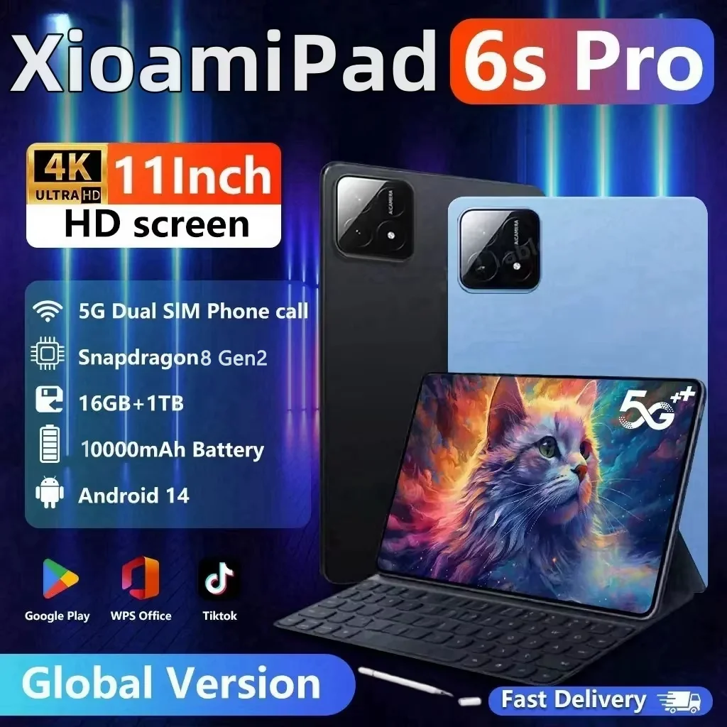 2024 Nowa globalna wersja tabletu Pad 6S Pro Android 14 Snapdragon 8 Gen2 16GB+1TB GPS 5G WiFi Dual SIM HD Oryginalny MI Tablette PC