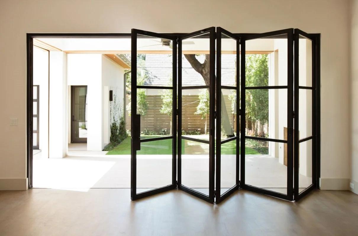 Porte a fisarmonica in alluminio con doppia porta a soffietto in vetro personalizzate DN porte a libro in alluminio senza intoppi per la decorazione domestica del Patio