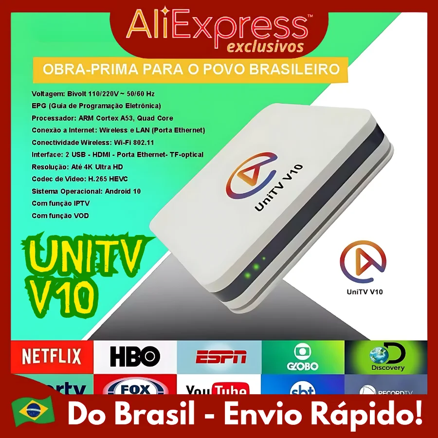 Sem Imposto - UNITV V10 Tv box Conversor de Smart TV Assista Séries Filmes Desenhos Canais Liberados VITALICIO - PRONTA ENTREGA