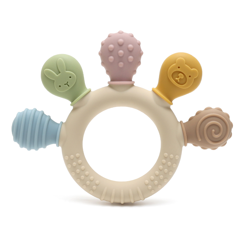 Erduo-mordedor de silicona para bebé, juguetes para la dentición y la ansiedad, 0 a 12 meses, cuentas para masticar, chupete sensorial para aliviar las encías