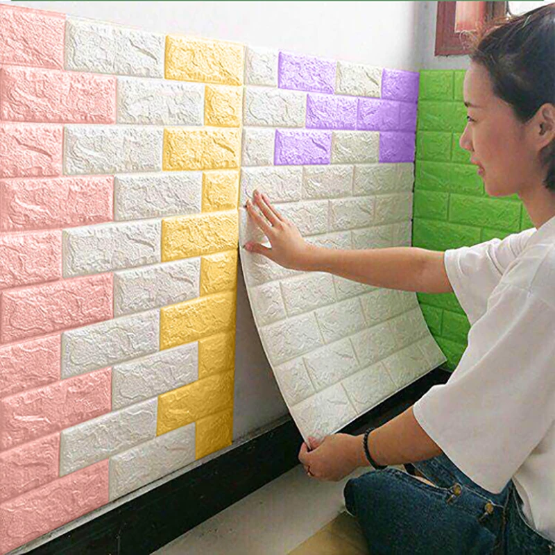 1-30 ชิ้น 35x30 เซนติเมตรผนังแผงสติ๊กเกอร์วอลล์เปเปอร์พื้นหลังตกแต่งห้องนอนสําหรับห้องนั่งเล่น DIY 3D กันน้ําห้องครัวบ้าน