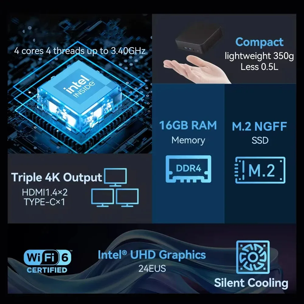 Desktop Pocket Pc Mini Intel I9-8950HK Computer PC Wifi 6 PC Gamer Computer da studio Windows 11 Pro Piccolo Minipc 16GB DDR4 1TB SSD