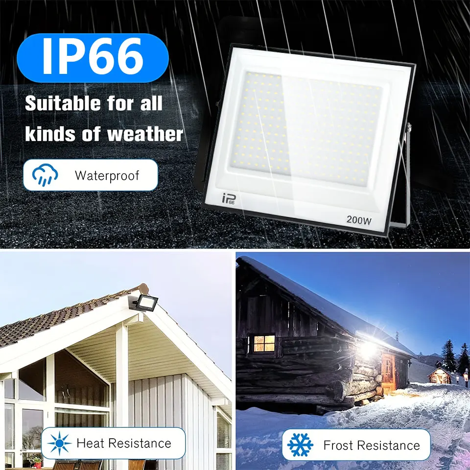 Holofote led com sensor de movimento pir, luz de parede externa, luz branca ac220 150w 100w 50w 30w ip66, à prova d'água, holofote led para jardim