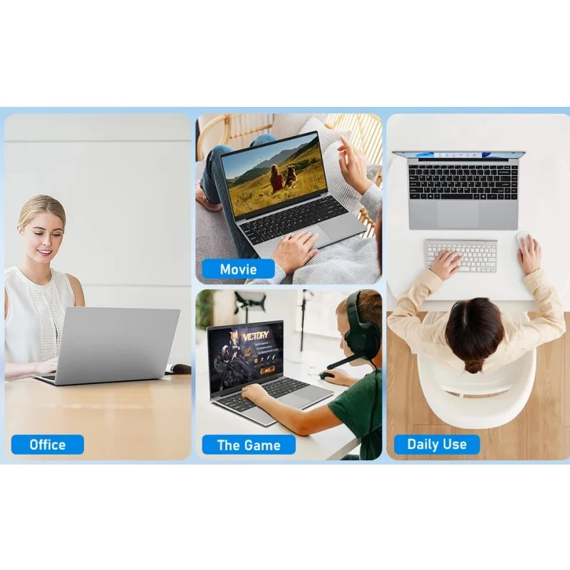 2025 Notebook professionale da 14.1 pollici Windows 11 Pro Intel Celeron N4000 12GB DDR4 1TB 2TB SSD 1920*1080p 4K PC portatile