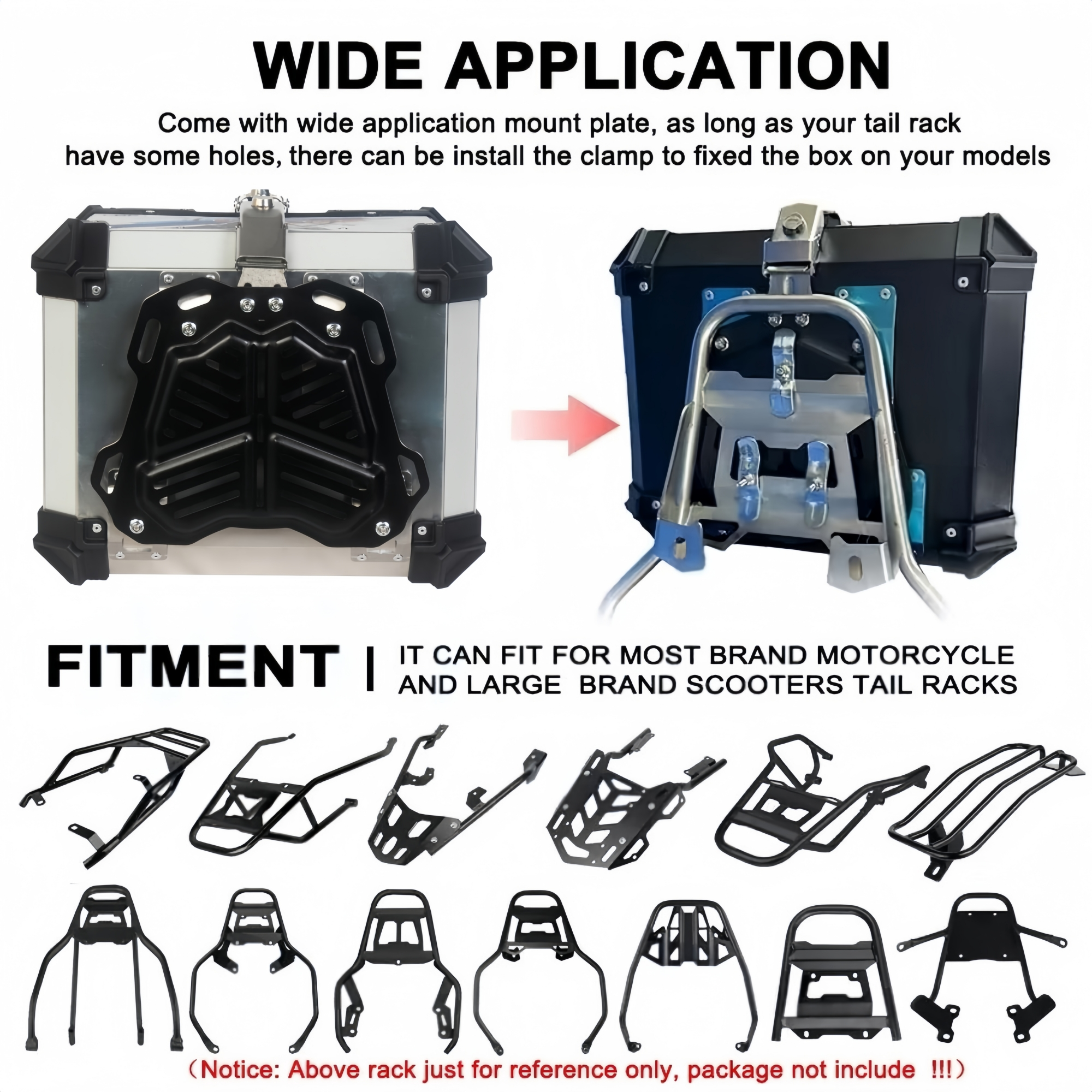 65/55/45L Aluminium Silbrig Motorrad Top Box Wasserdichte Hinten Gepäck Fall Motorrad Stamm Schwanz Helm Box Quick Release Toolbox
