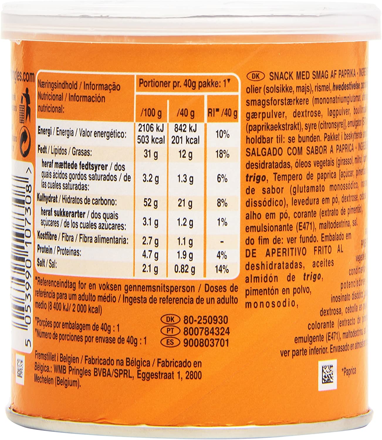 Pringles Batata frita, Bandeja Sabor, 12 latas de 40 gr