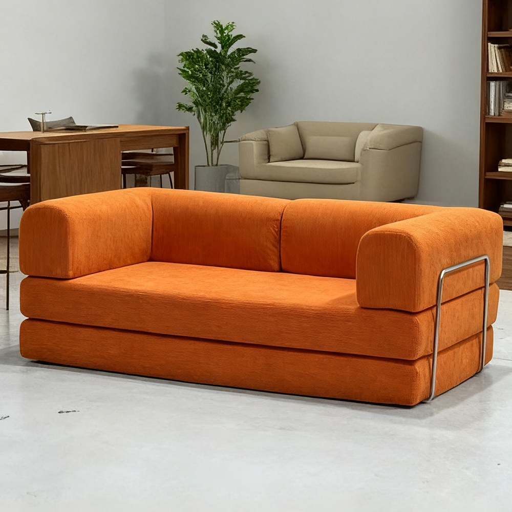 Sofa modułowa z kompresją, z możliwością prania, z tkaniny sztruksowej, 200 cm, rozkładana na łóżko, do salonu, magazyn UE, rok 2025.