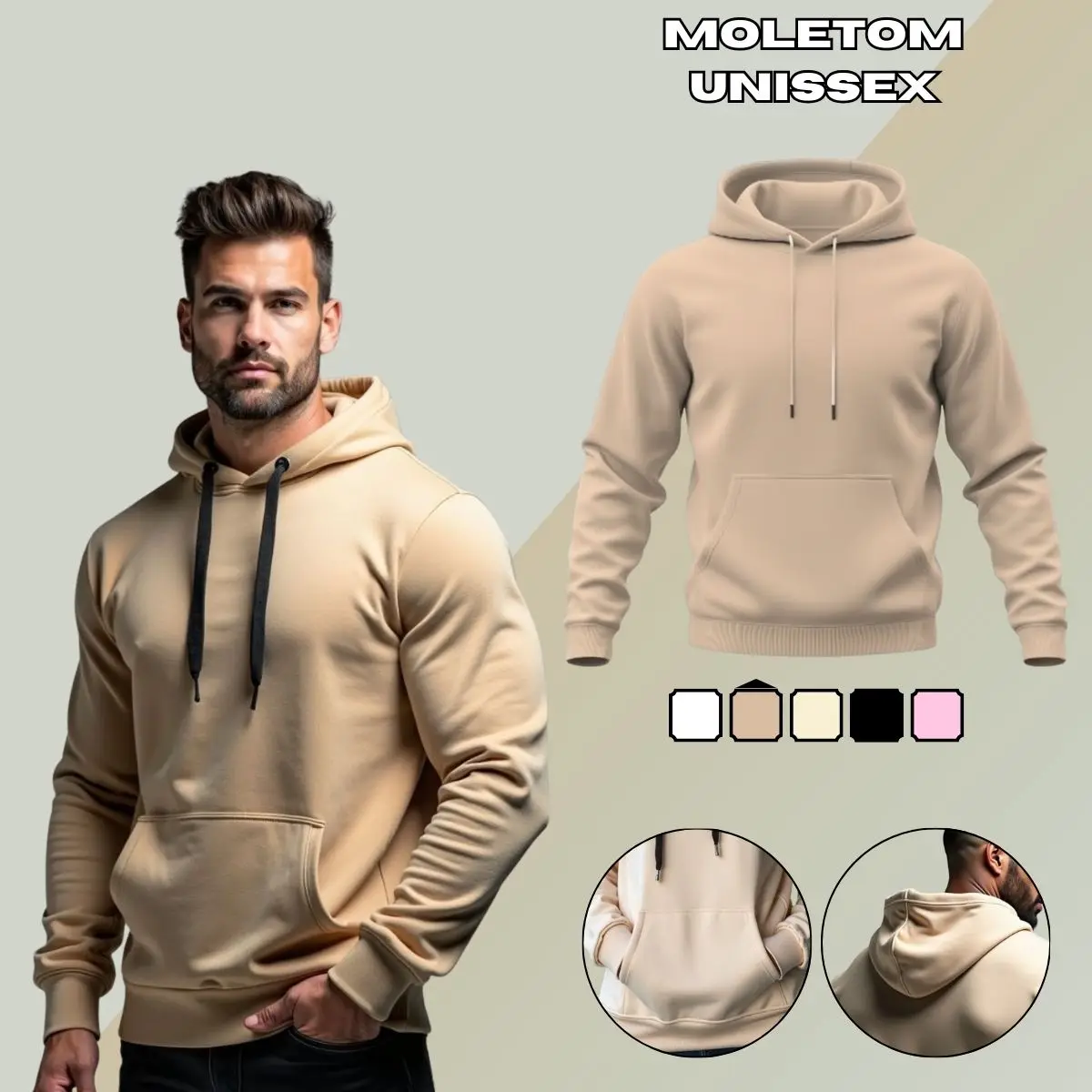 Moletom Canguru Liso Blusa Unissex Algodão Flanelado GuGi Bolso Frontal Capuz Ajustavel Moda MLT01-LISO