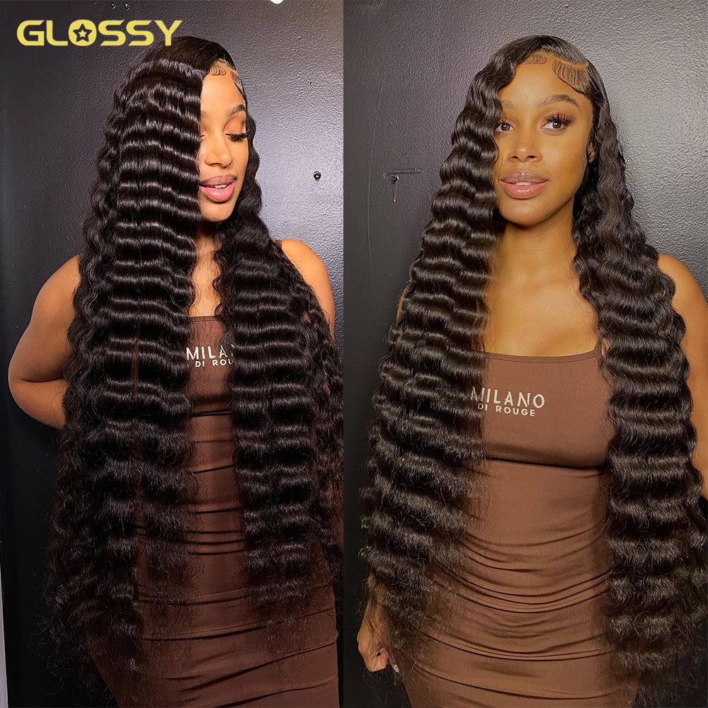 Glueless 13x6 Hd 느슨한 딥 웨이브 정면 가발 인간의 머리카락 착용 준비 및 여성용 워터 웨이브 컬리 레이스 프론트 가발 판매 중