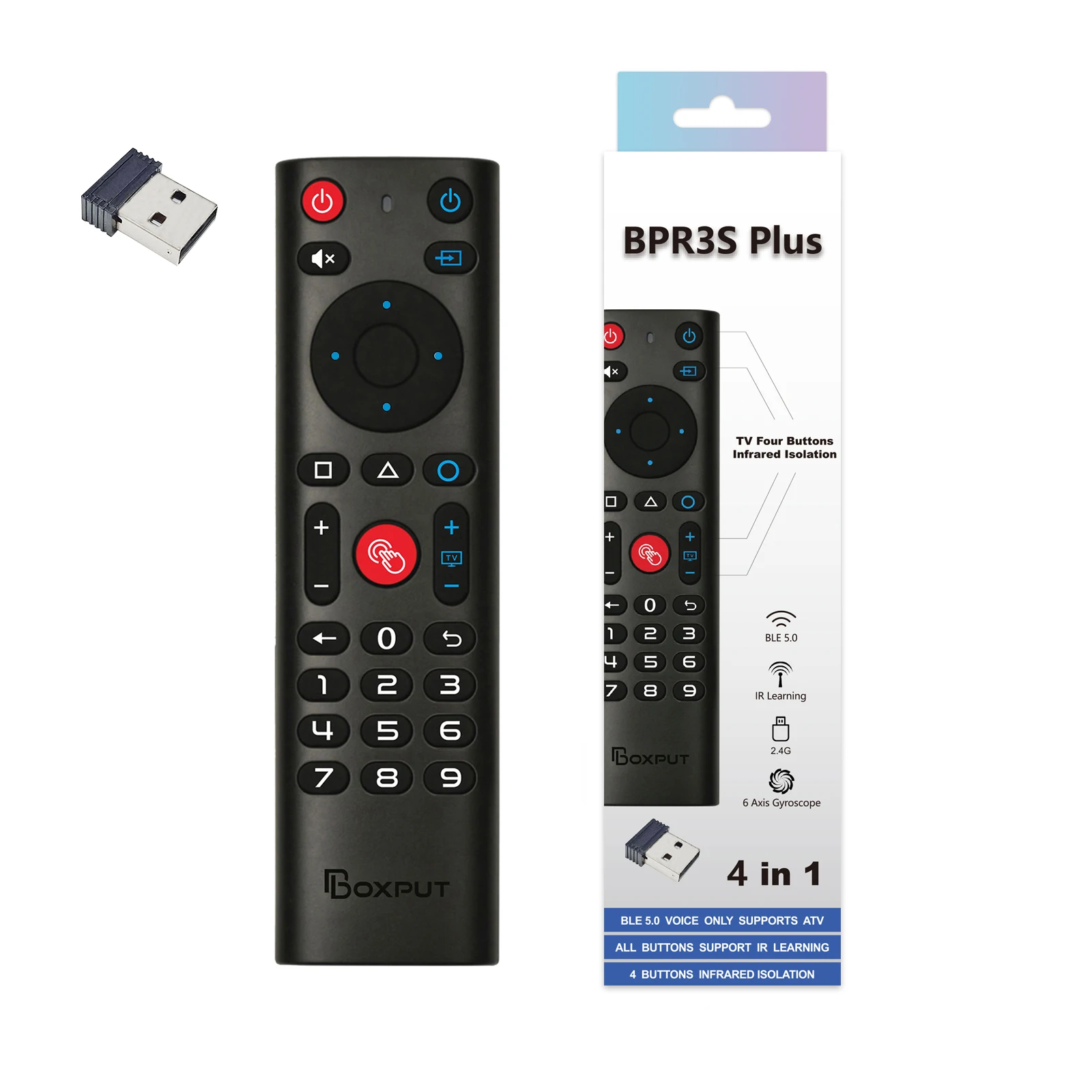 BPR3S PLUS BT Air Mouse función de voz IR aprendizaje TV 2,4G control remoto inalámbrico con giroscopio para Android TV Box/PC