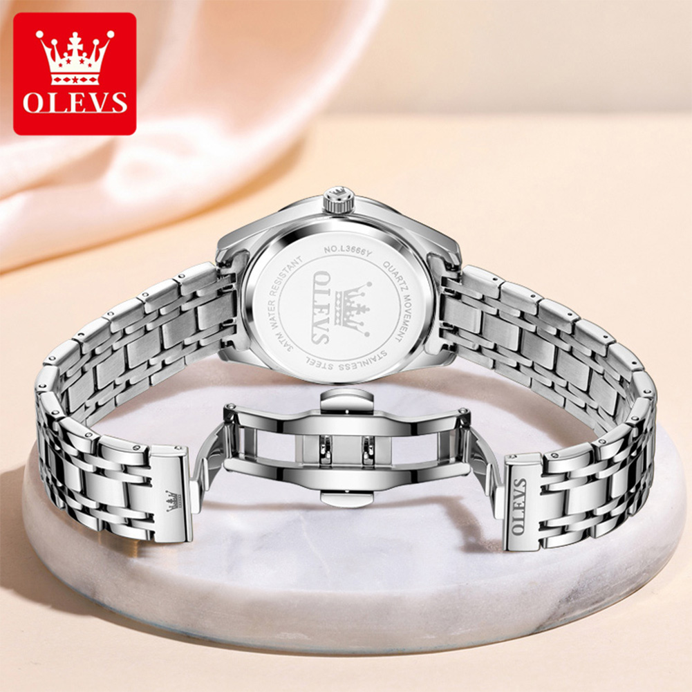 Olevs 3666 casal relógio de luxo original marca moda à prova dwaterproof água luminosa relógio quartzo homem e mulher relógios calendário design