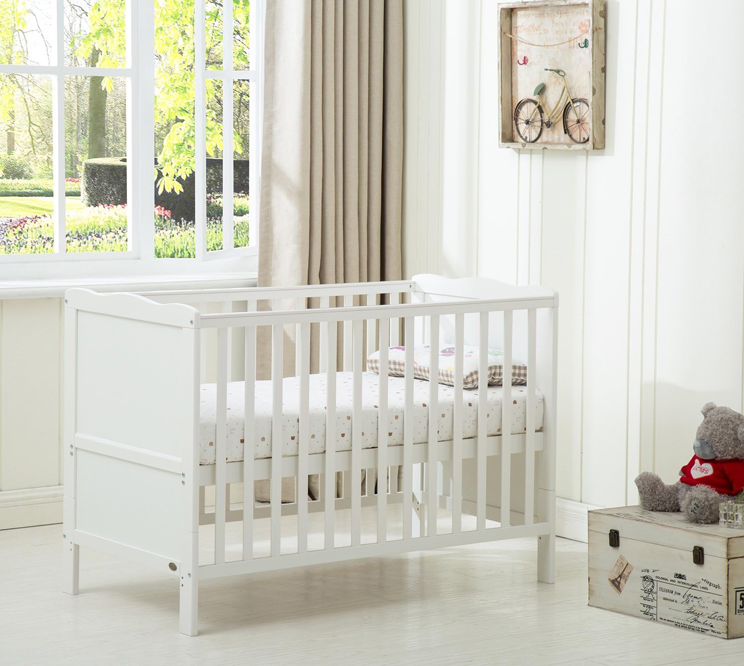 mcc direct Wooden Baby Cot Bed "Orlando" & Water repellent Mattress