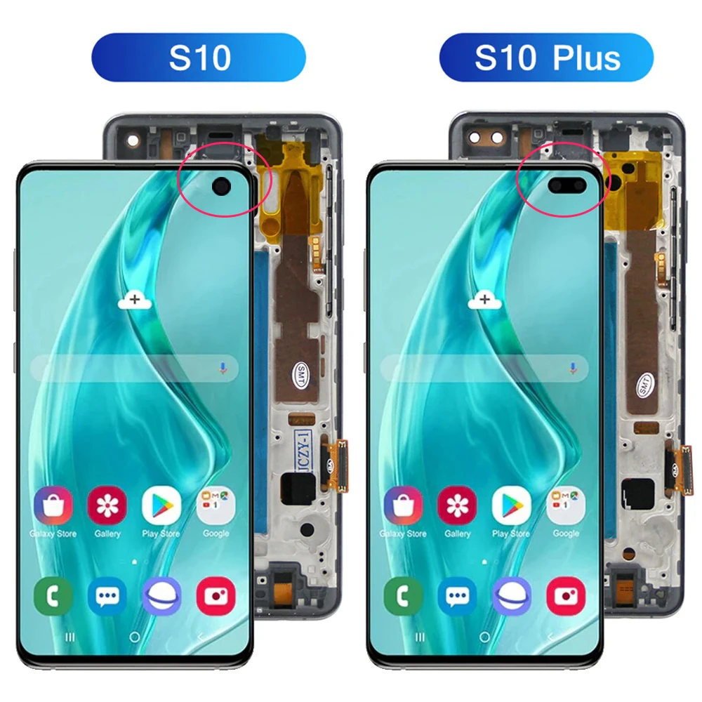 Pantalla para Samsung Galaxy S10 Plus S10 + G975 G975F pantalla Lcd pantalla táctil Digital con marco para montaje Samsung Galaxy S10