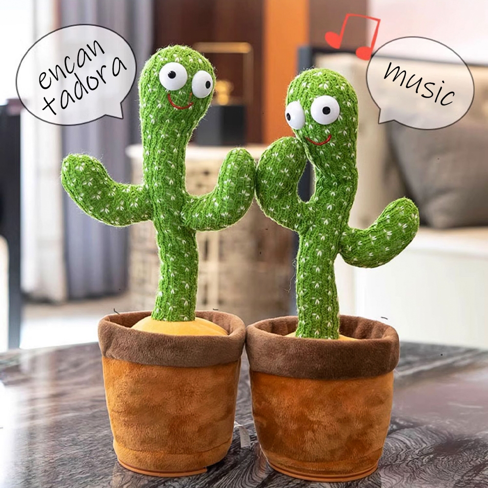Cacto Dançante Falante Interativo com Som Musicas Repete Música, Dança, Luzes