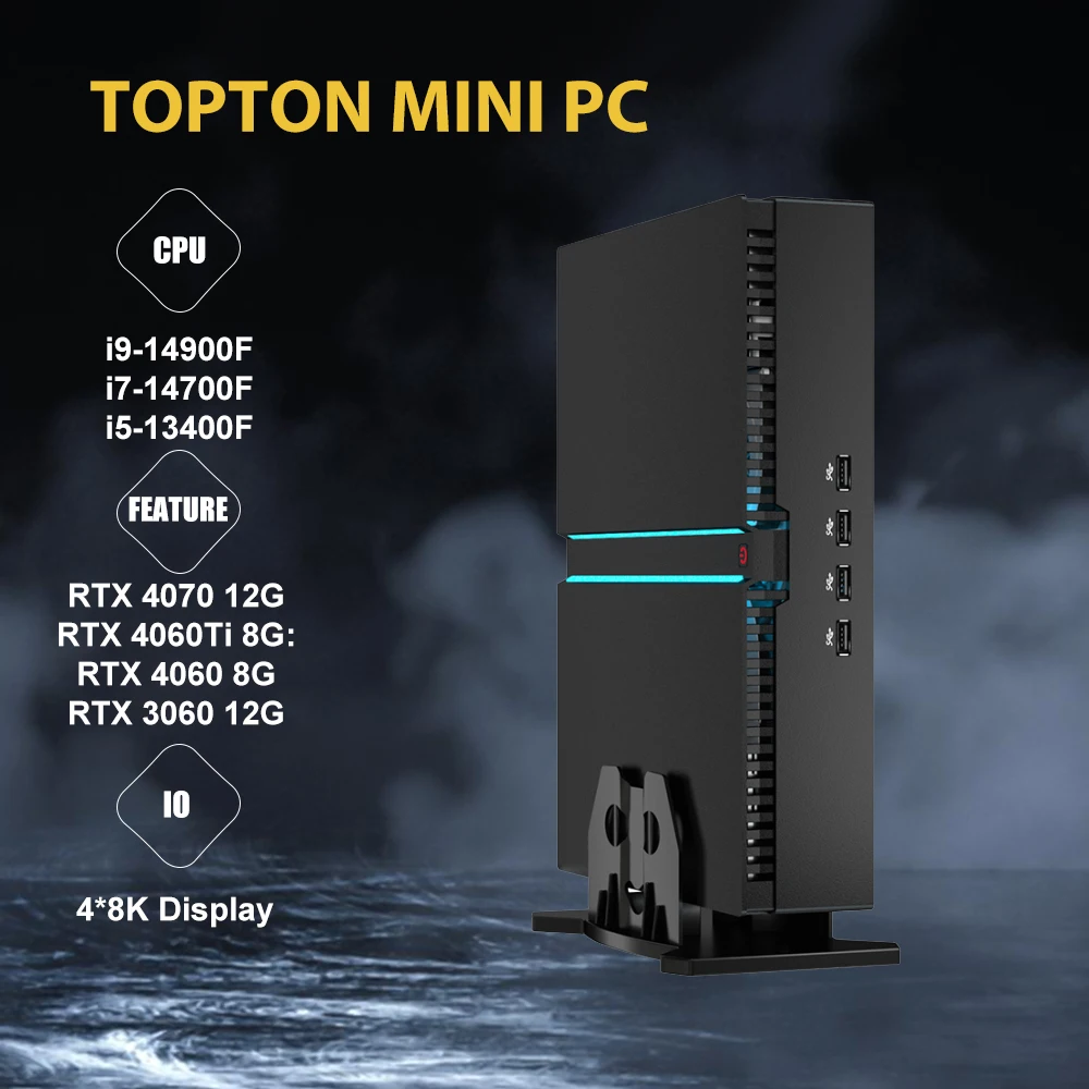 Super oferta 14 Gen Mini komputer i9 14900F i7 14700F NVIDIA RTX 4070 12G 4060Ti 2 xddr5 Liunx komputer do gier komputer stacjonarny WiFi6