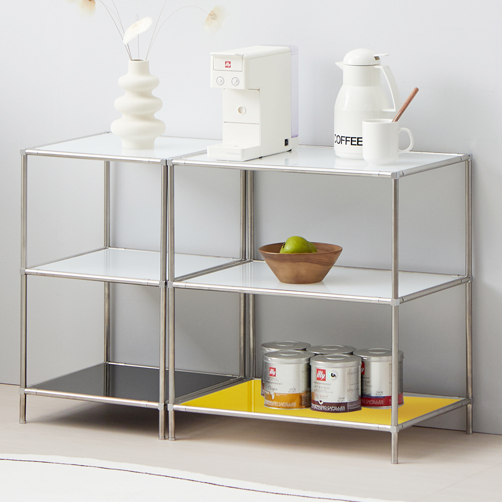 강화 유리 모듈 선반 스텐 프레임 3단 유리 색상 교체 (Reinforced Glass Module Shelf Stainless Steel Frame Glass Color Replacement)