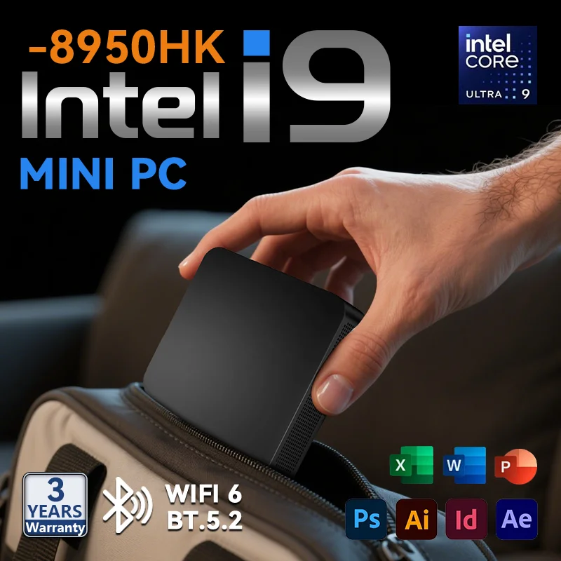 Mini PC portatile Windows 11 Pro Intel Core i9 8950HK 16GB DDR4 1TB SSD Gamer PC Dual WIFI 6 BT5.2 4K HD Mini Gaming Pc Desktop