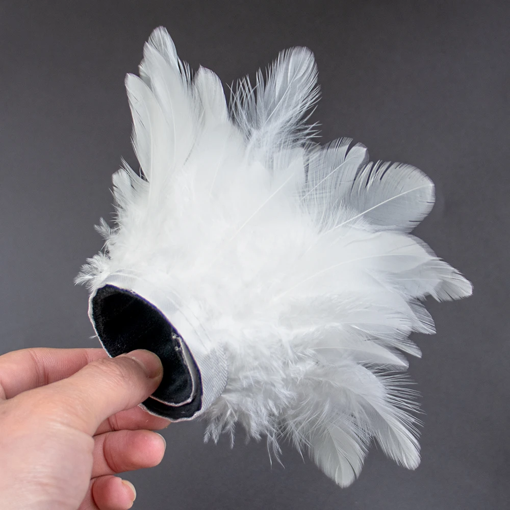 Customized Feather Cuffs Snap on Wrist Sleeve Wristband with Rooster Feathers Trim For Photos Feather wrist cuffs