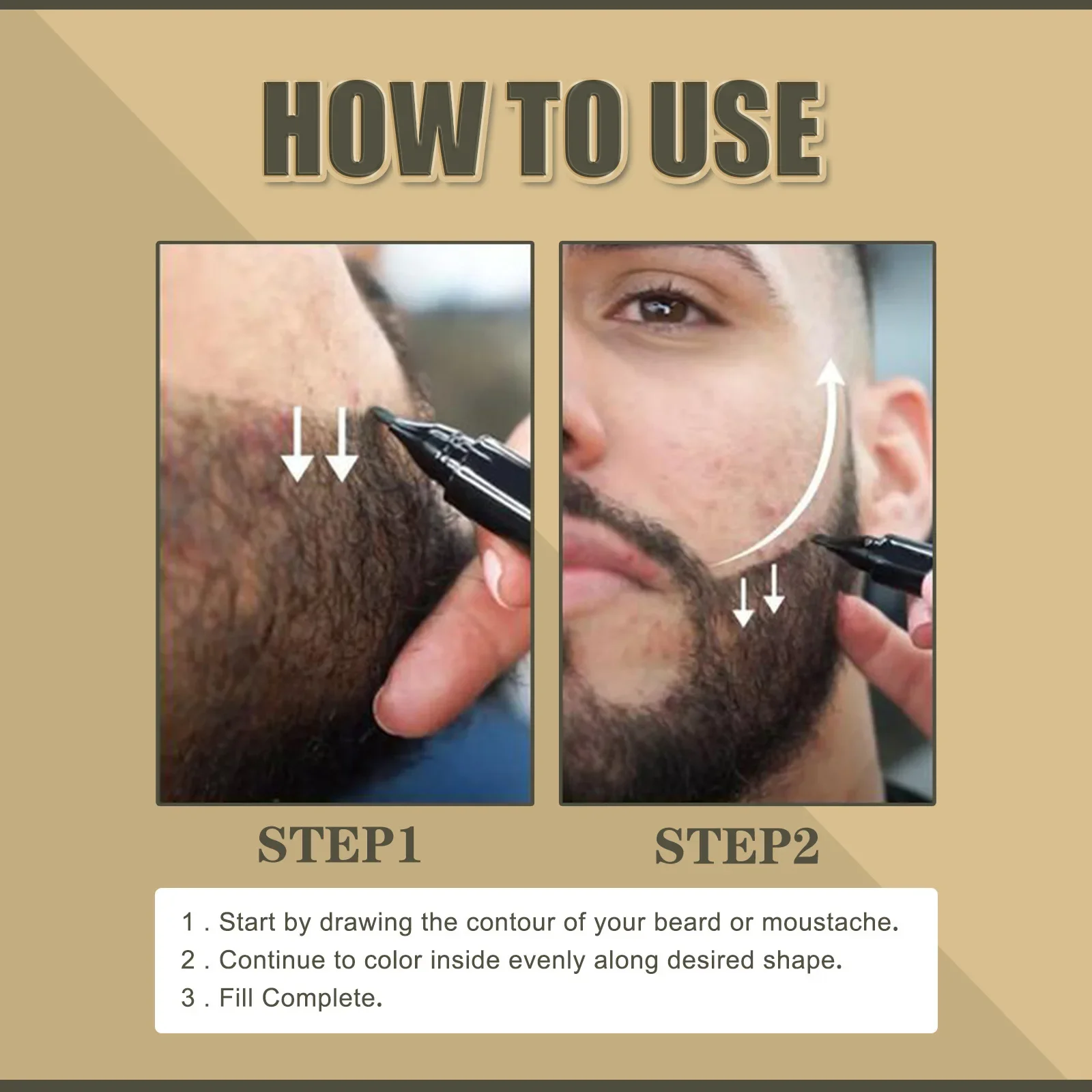 Beard FILLER ปากกาชุดปากกากันน้ํา Beard Shaping Lasting Repair หนวดสีสีดําสีน้ําตาลซ่อมผม Beard Enhancer ปากกา