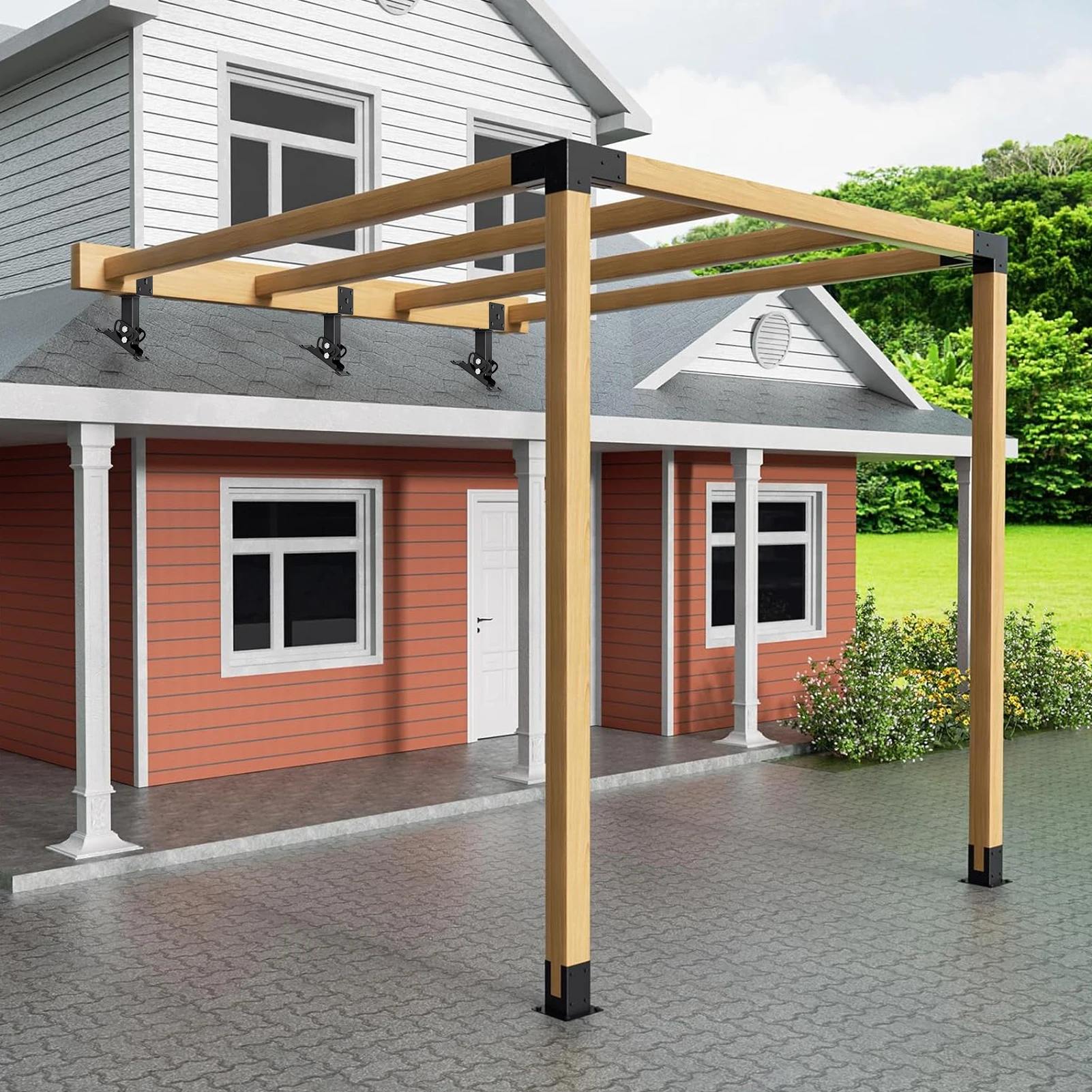 Kit di tetto per gazebo in metallo regolabile con angolo rialzato per tetto da patio
