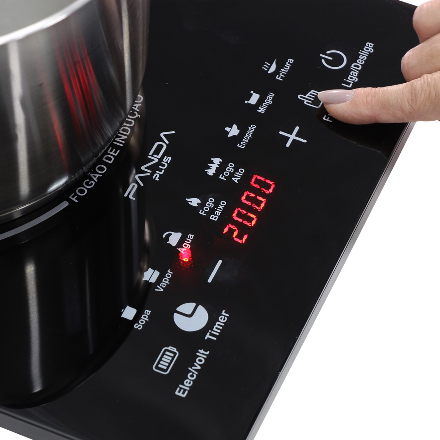 Cooktop de Indução PandaPlus Cheff Gourmet 1 Boca, Preto Bivolt, Portátil e Compacto, com Controle de Temperatura