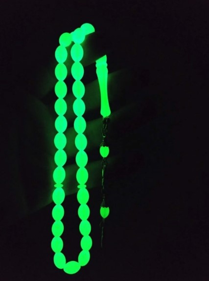 Cat's Eye Prayer Beads Phosphorescent Cat's Eye Prayer Beads That Glow in the Dark