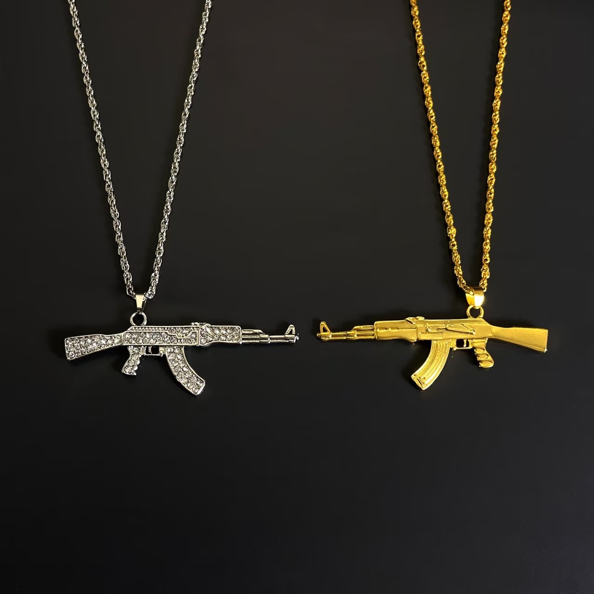 Bling Pistool Hanger Machinepistool Ketting Mannen Persoonlijkheid Hip Hop Rock Punk Cool Street Party Sieraden Gift