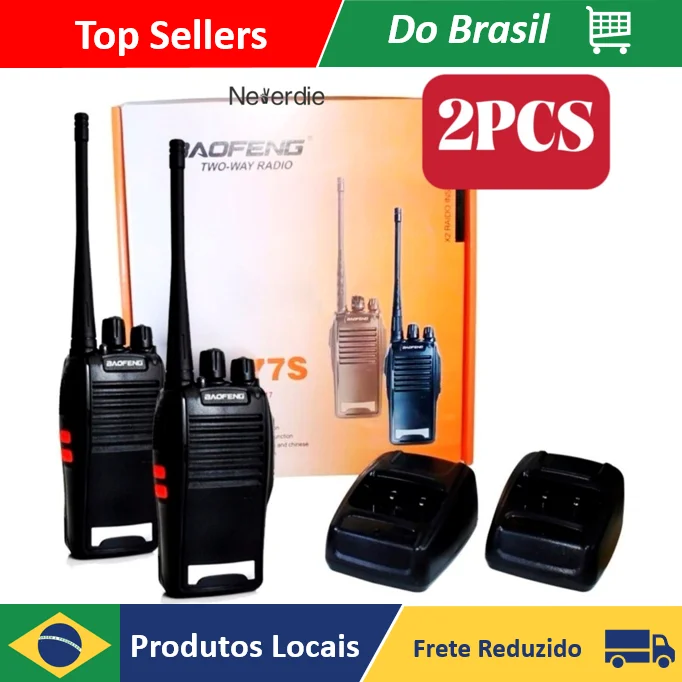 Kit 2 Rádio Comunicador Walk Talk Baofeng 777s com 16 Canais Alcance de 12Km 2 Duas Pçs - Neverdie Store