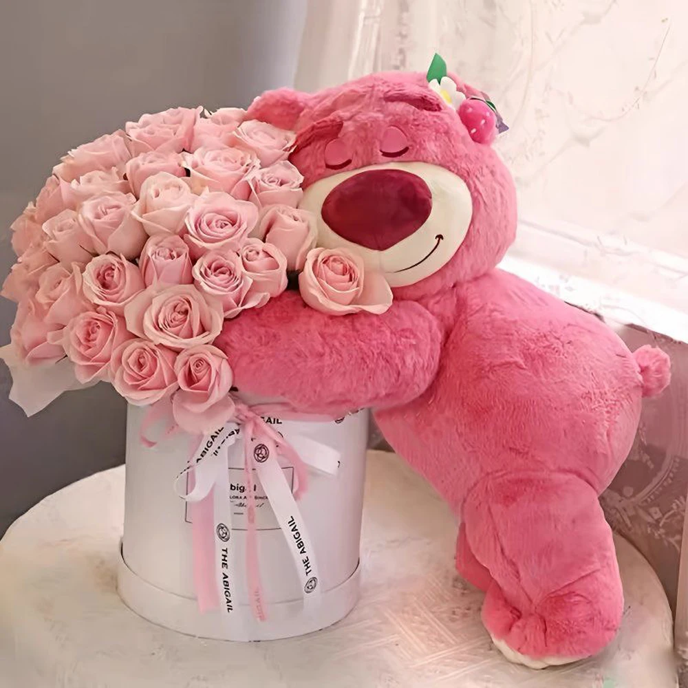 Disney Toy Story Lotso Cute Bear Strawberry Sofa Plush Pillow Stuffed Toys Children Girls Friends Festivals Birthday Gift