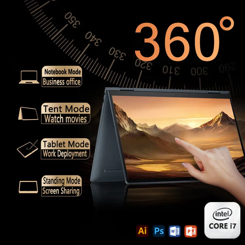 Mini laptop z ekranem dotykowym 2 w 1 Przenośny komputer 11,6-calowy Intel Core i7-8500y 8 GB 512 GB Windows 11 Pro Office Learning Tablet PC Notebook