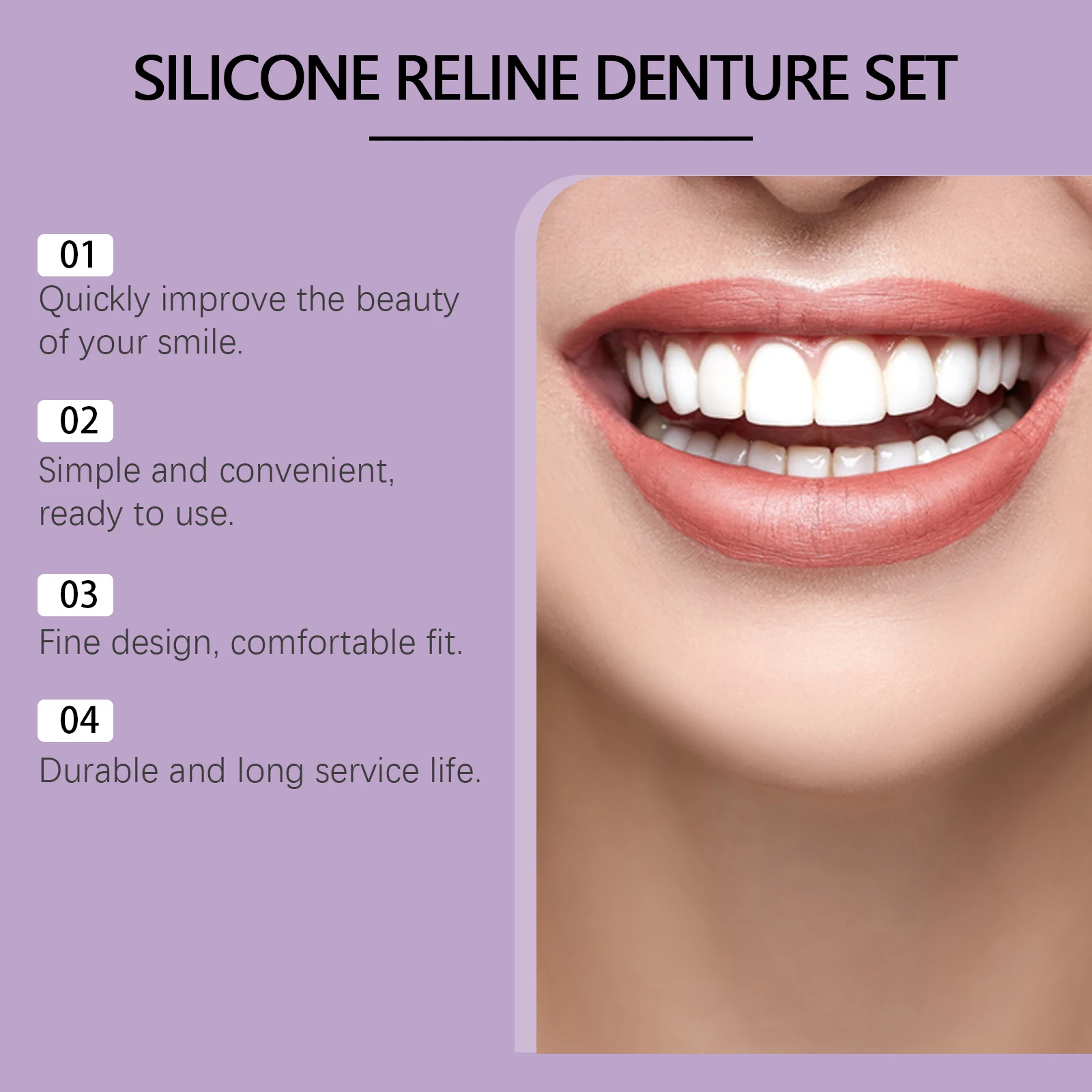 Silicone Reline Denture Set Denture Silicone Liners High Elasticity Soft Denture Kit Teeth Upper and Lower Set for Men and Women