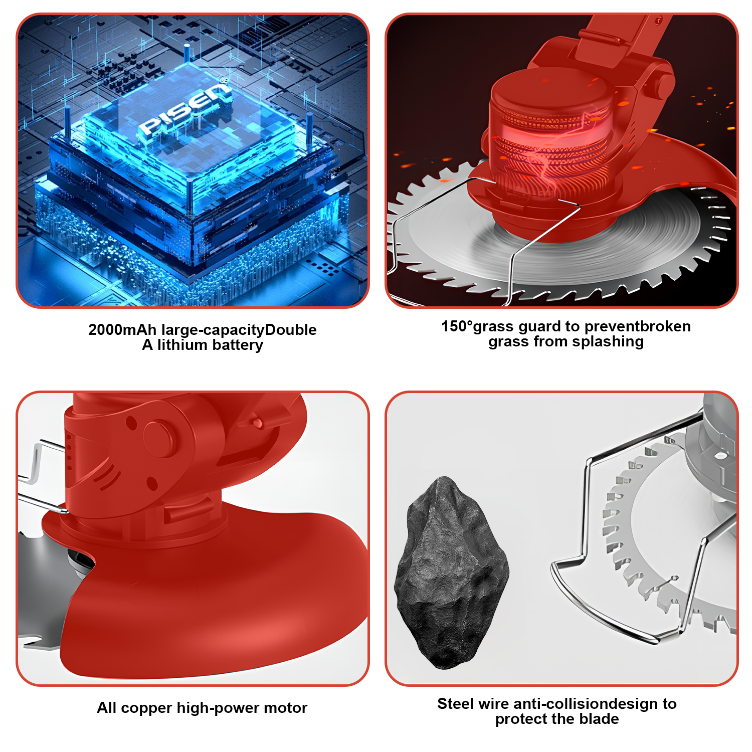 24V 2000mAh Rasenmäher Akku-Mäher / Dual Power / mit Klappe + Halterrad, Mäher Power Bürstenloser elektrischer Rasenmäher