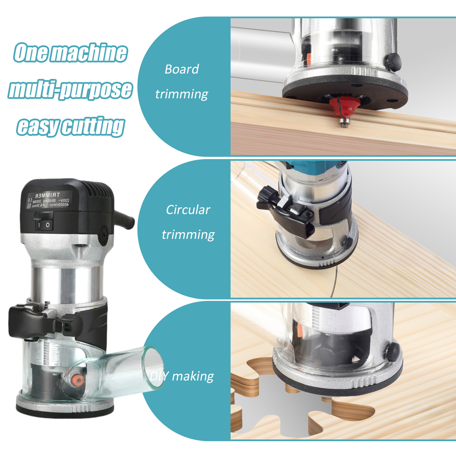 2000W Hout Elektrische Trimmer Houtbewerking Freesmachine 6e versnelling Handtrimmers Hout Rand Router 40000 RPM Thuis DIY gereedschap