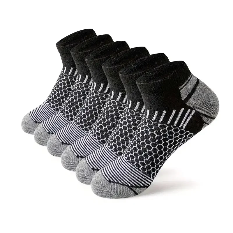 6 pares de calcetines deportivos cortos para hombre: calcetines deportivos que absorben la humedad, transpirables y para todas las estaciones