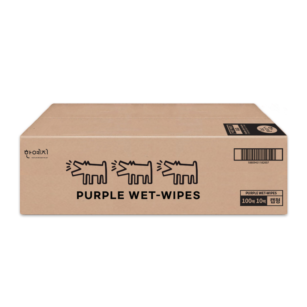 한예지 키스해링 퍼플 물티슈 100매 캡형 [총 20팩]