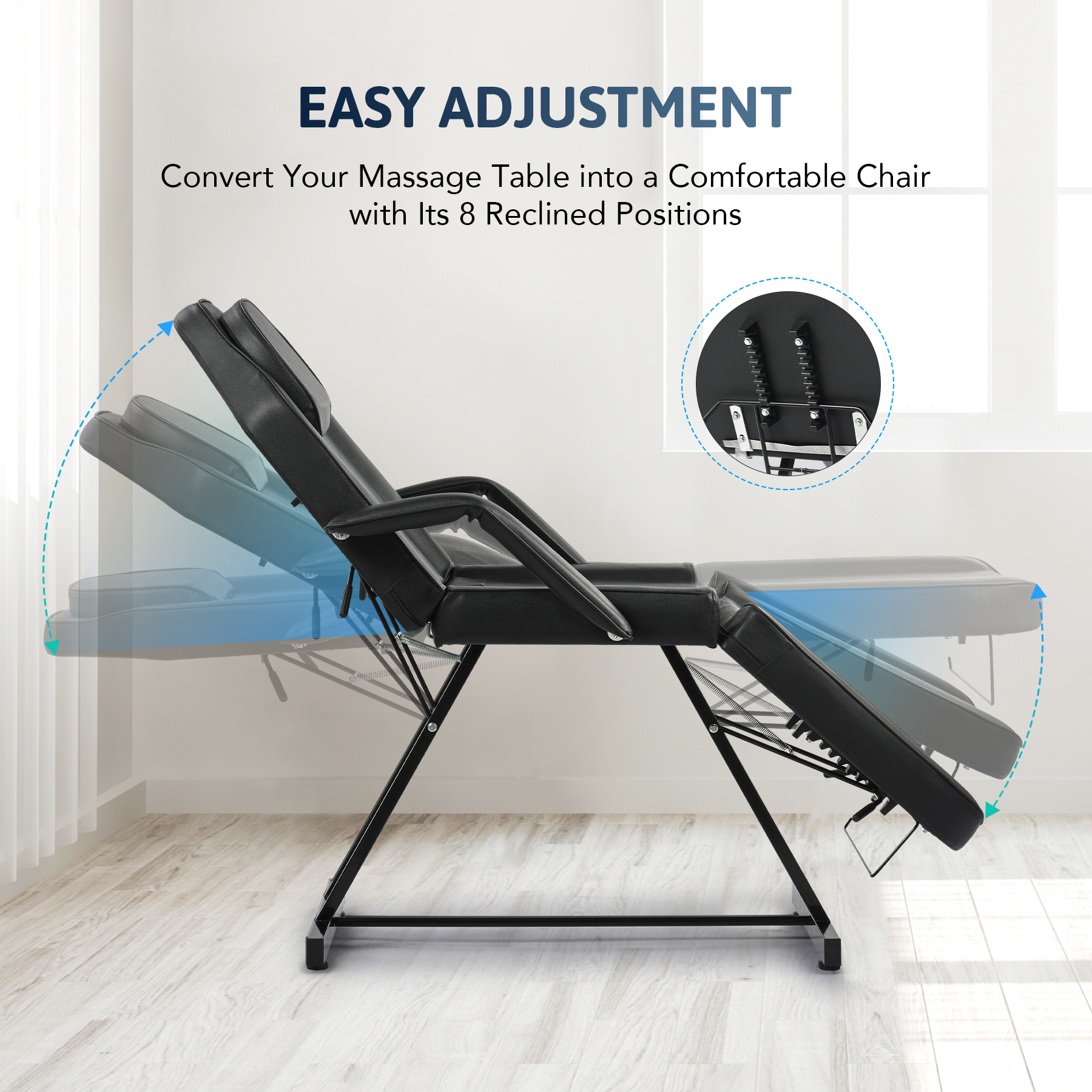 VONLUCE Massage Bed Chair with Stool Adjustable Beauty Spa Table Salon Parlour