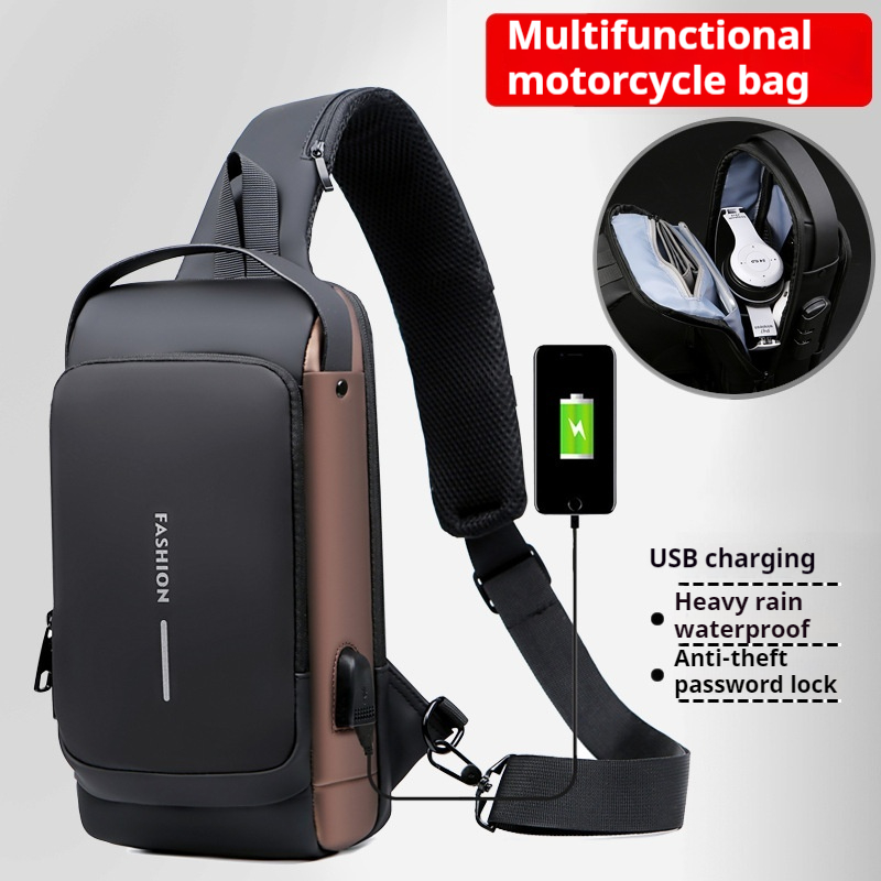 Männer Brust Tasche Passwort Lock Anti-diebstahl Biker Tasche Freizeit Outdoor Laufen Reisen Taille Tasche Schulter Umhängetasche Sport Rucksäcke