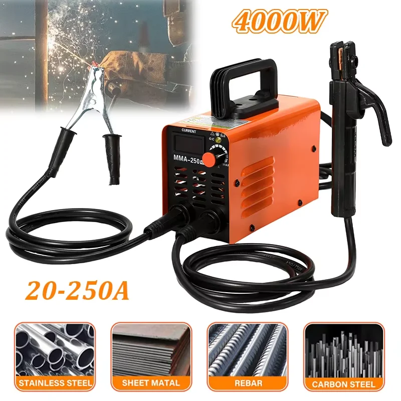 Saldatrice portatile 4000W MMA-250 Saldatore elettrico ad arco inverter presente Saldatrice compatta regolabile Spina europea