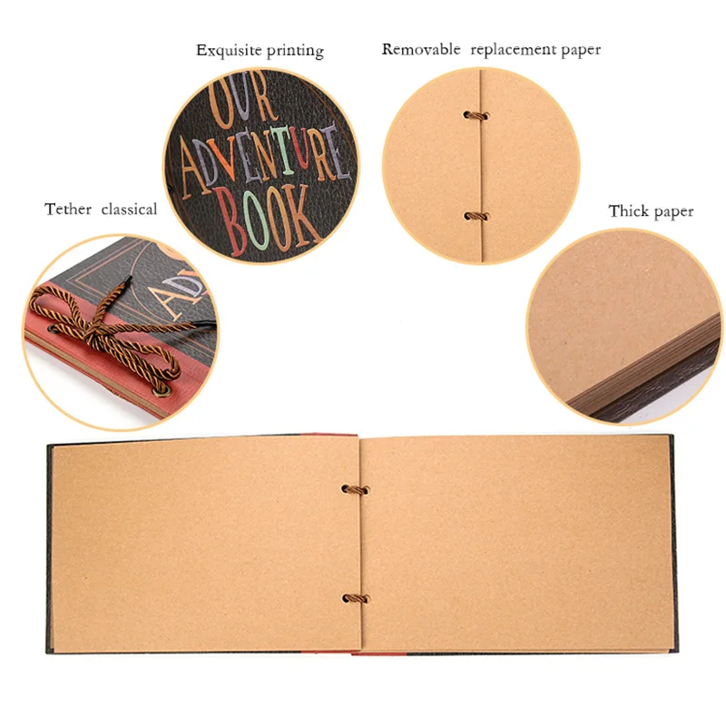 DIY 수제 사진 앨범 스크랩북, 어드벤처 북, 레트로 크래프트 앨범, 기념일 결혼 기념, 어머니날 선물