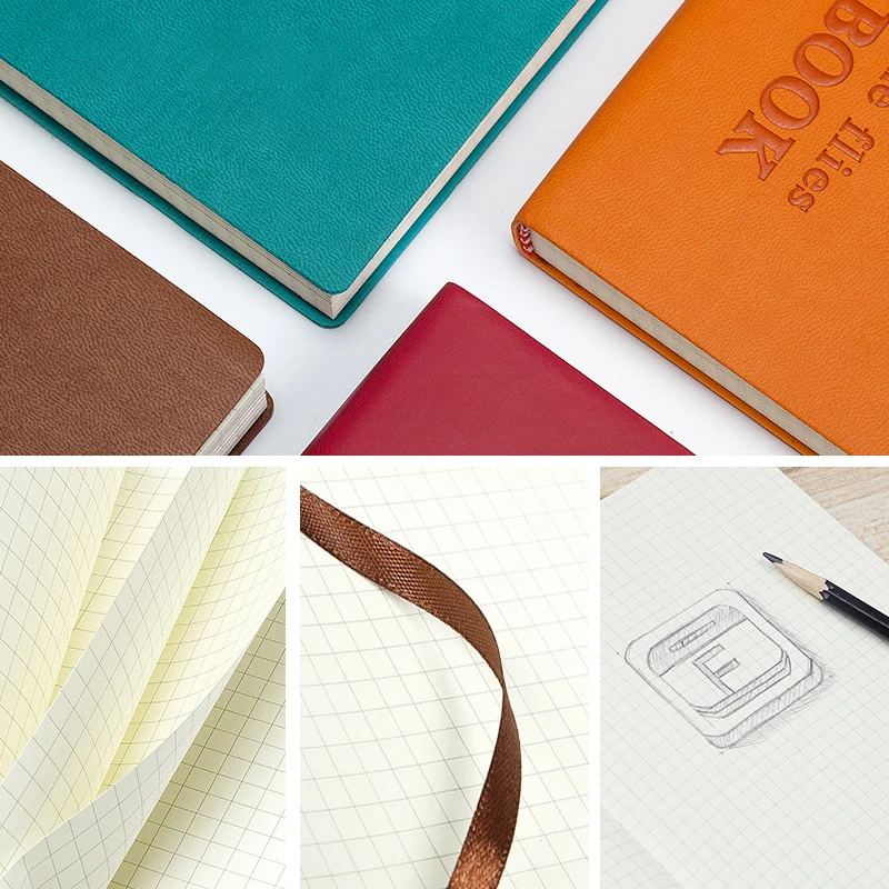 Grid Notebook A5,Travelers Journals School Office Meeting Record 80GSM/264 Pages Checkered Paper Notepad Handbook Agenda 2024/25