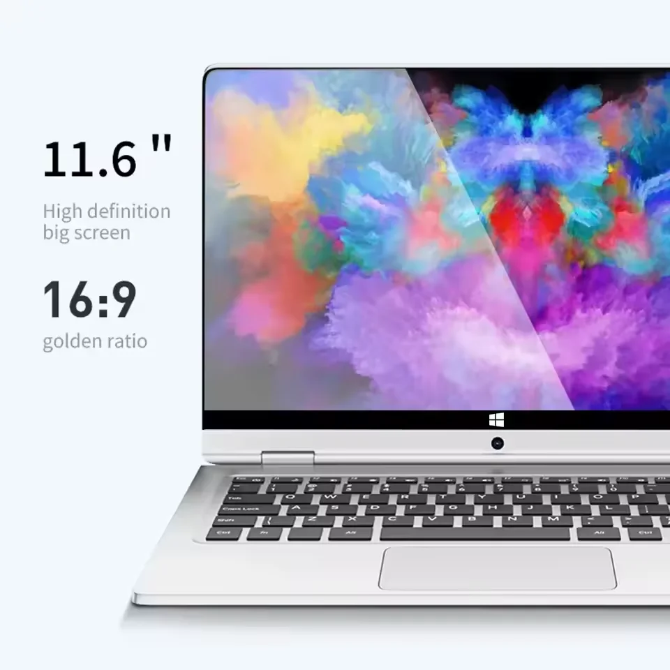Portátil 2 em 1 laptop intel celeron n4020 11.6 "escritório estudo computador de negócios tela sensível ao toque notebook windows 11 8gb ddr4 wifi